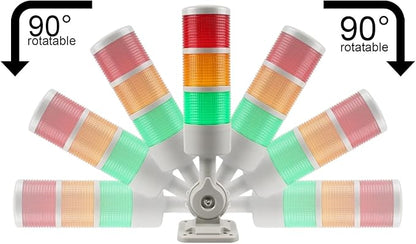 Led Signal Tower Stack Lights, Industrial Signal Warning Lights, Column Tower Lamp Andon with Rotatable Base, Steady/Flashing Switchable, 110V 220V AC(5-Layer, no Buzzer)