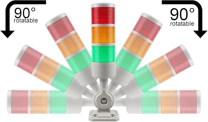 Led Signal Tower Stack Lights, Industrial Signal Warning Column Tower Lamp Andon Lights with Rotatable Base, Steady/Flashing Light Switchable,12V 24V DC(5-Layer, no Buzzer)