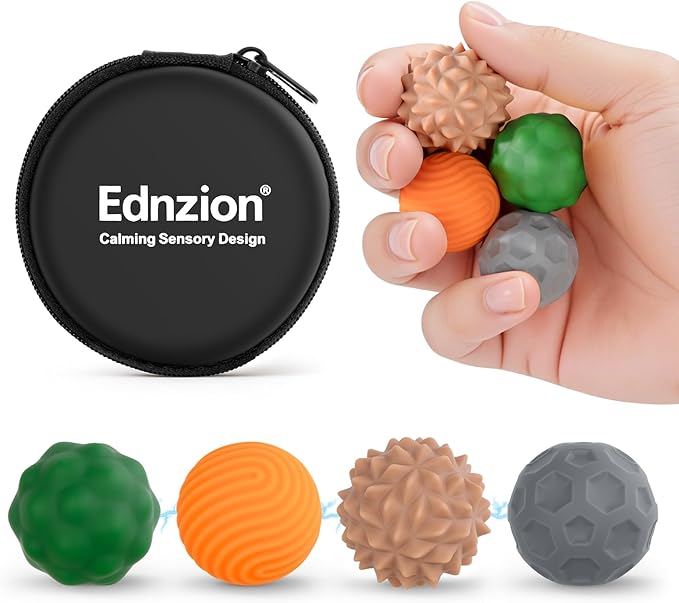 Fidget Toys Adults – 4PCS Magnetic Silicone Stress Balls for Anxiety, Focus & ADHD Relief, Textured Sensory Desk Gadgets, Stocking Stuffers or White Elephant Gifts for Men Women Teens