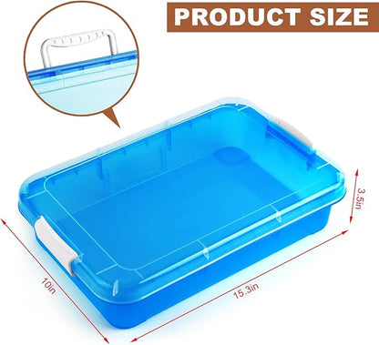 Plastic Activity Tray with lid for Slime, Beads, Sand and Sensory Toys – 15 Inches (2 Pack)
