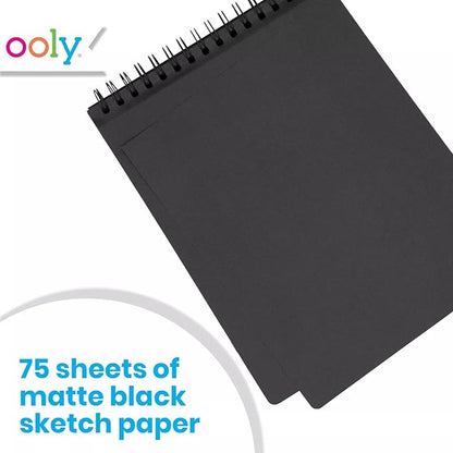 OOLY DIY Cover Small Sketchbook, 5 x 7.5 Inches, Black Paper Sketchbook, Drawing Book for Kids, Artists Drawing Pad for Gel Pens and White Pencils