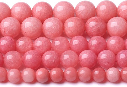 90PCS 8MM Natural Stone Pink Jade Beads Rhodochrosite Chalcedony Beads for Jewelry Making DIY Bracelet 2 Strands