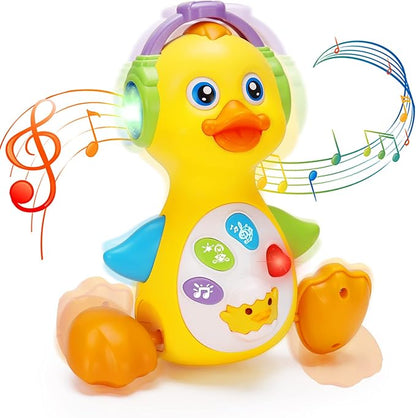 Tsomtto Baby Musical Duck Toy Dancing Crawling Tummy Time, Light Up Infant Toys 0-3-6 6-12 12-18 Months Halloween for 1 2 Year Old Boys Girls Baby Learning Development Toddler Toys Age 0-2