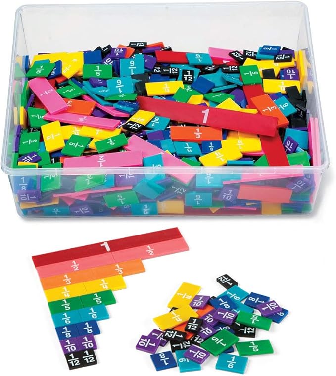 hand2mind Plastic Rainbow Fraction Tiles and Fraction Tower Cubes Montessori Math Materials