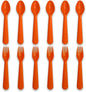 12 Pcs Kids Spoons and Forks Toddler Utensils Plastics Reusable Silverware Baby Cutlery Set Feeding Dinnerware Utensils BPA Free Microwave Dishwasher and Freezer Safe- Orange