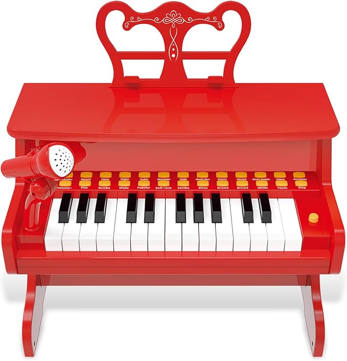 Kids Keyboard Piano for Kids - Upgraded Red Digital Musical Keyboard Piano Instrument Toys for 2 3 4 5 6 7 Years Old Beginners Educational Instruments Birthday Gift for Girls and Boys