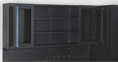 Strongway Steel Garage Storage System with Drawers, Pegboard, Shelves, Tabletop, 2 Rolling Cabinets, 81.5in. x 75.7in.