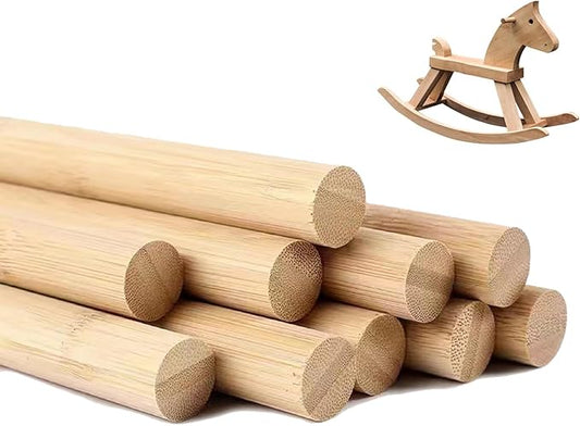 3/4 x 12 Inch 10 PCS Dowel Rods Wood Sticks Wooden Dowel Rods - Unfinished Bamboo Sticks - for Crafts and DIYers
