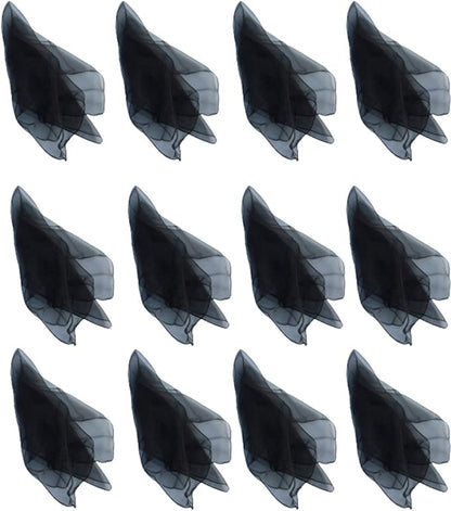 Hoerev Pack of 12 Approx. 24" x 24" Juggling Dancing Scarves Floaty Scarves,Single Colors, 12pcs Black