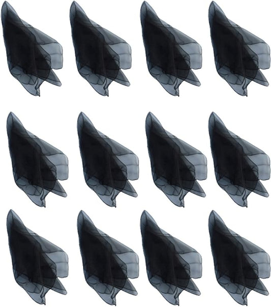 Hoerev Pack of 12 Approx. 24" x 24" Juggling Dancing Scarves Floaty Scarves,Single Colors, 12pcs Black