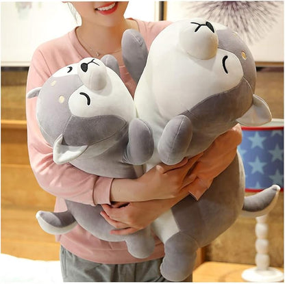 Husky Plush Pillow,Huskie Stuffed Animal Toy Puppy Throw Pillow for Kids,Valentine's Day,Christmas (19.6inch)