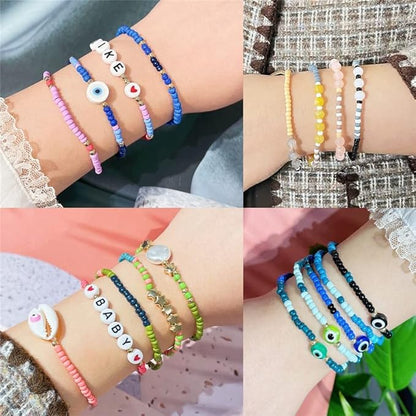 15 Color 4mm Small Assorted Glass Seed Beads,3mm Bugle Beads Friendship Bracelet Kit,2mm Tiny Tube Bead for Jewelry Making(Pink)