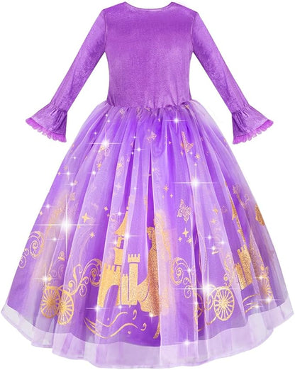 Meland Princess Dress Up for Girls, Dress Up Clothes for Halloween Costumes, Birthday Gift for Toddlers Aged 3-10 Years Old