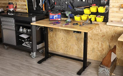 WORKPRO Dual Motor 48" Electric Height Adjustable Workbench, 500 LBS Load Capacity 48"x24" Wooden Top and Memory Keypad, Work Table for Workshop, Garage, 28-3/4" to 48-7/16 Lift Range