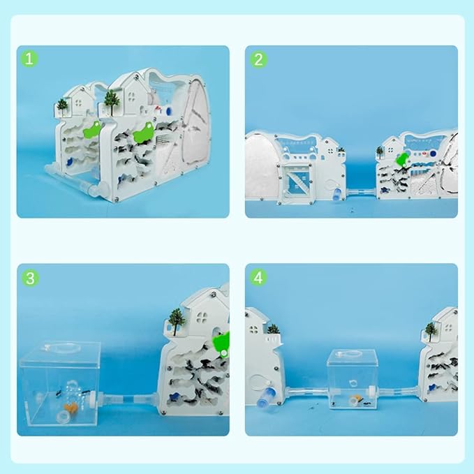 2PCS Ant Farm Castle with Connecting Tubes and Forage Box, Sand Ant Colony Observation Kit, Ant Viewing Habitat Science Kit, Educational & Learning Science Kit for Kids, Adults, Student