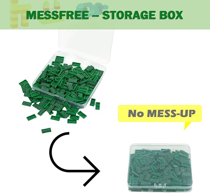 MALEKO Money Tiles Bank Bill Accessories, 80 Pieces 100-Dollar Green 1x2 Tiles, Bulk Building Toy Parts, Compatible with All Major Brands