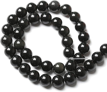 4MM 86PCS Natural Stone Black Obsidian Gemstone Loose Beads for Jewelry Making DIY Bracelet 1 Strand