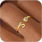 C-leen Gold Initial Rings for Girls Women - Dainty 18K Gold Plated Adjustable Letter Rings Teen Girls Gifts Trendy Stuff Initial Ring Teen Girl Birthday Gift for Girl Non Tarnish