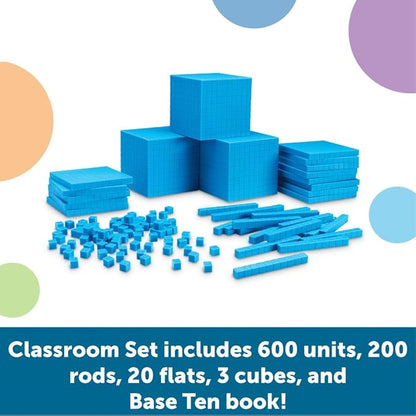 Learning Resources Plastic Base Ten Class Set & View-Thru Geometric Solids - 600 Pieces, Ages 6-11, Math Teacher Supplies