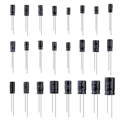 OCR Capacitor Kit, 500Pcs 24 Values Aluminum Electrolytic Capacitor Kit, Range 0.1uF - 1000uF 10V - 50V Assortment Kit for Electronic Repairs on Circuit Boards