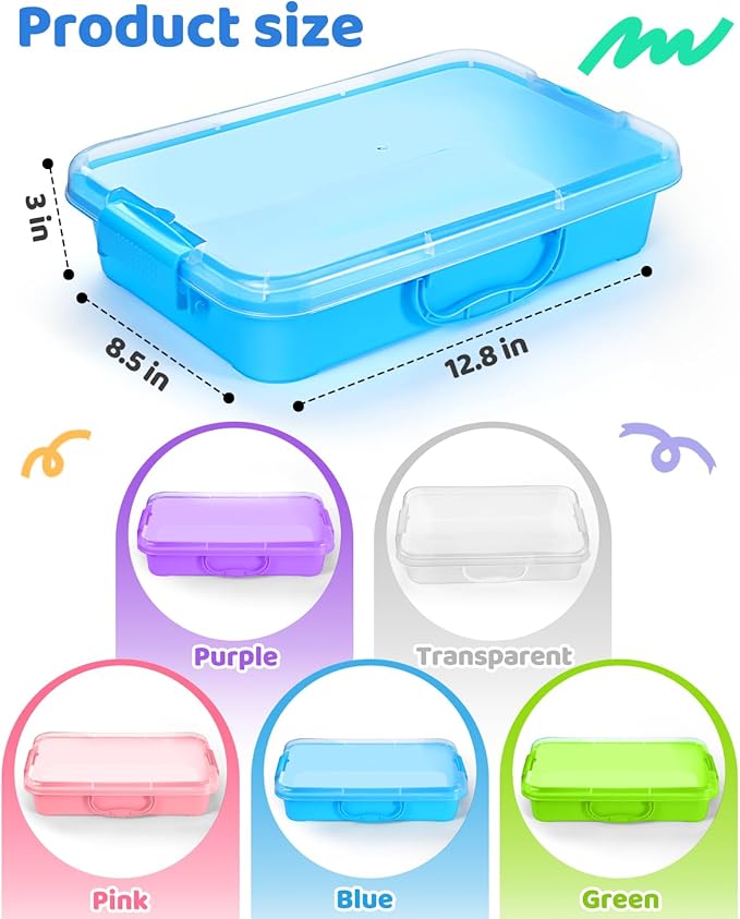 2 Pcs Sand Tray Sensory Bin with Lid and Handle, Portable Sensory Sandbox Container for Kids, Plastic Activity Tray for Toddlers (Transparent)