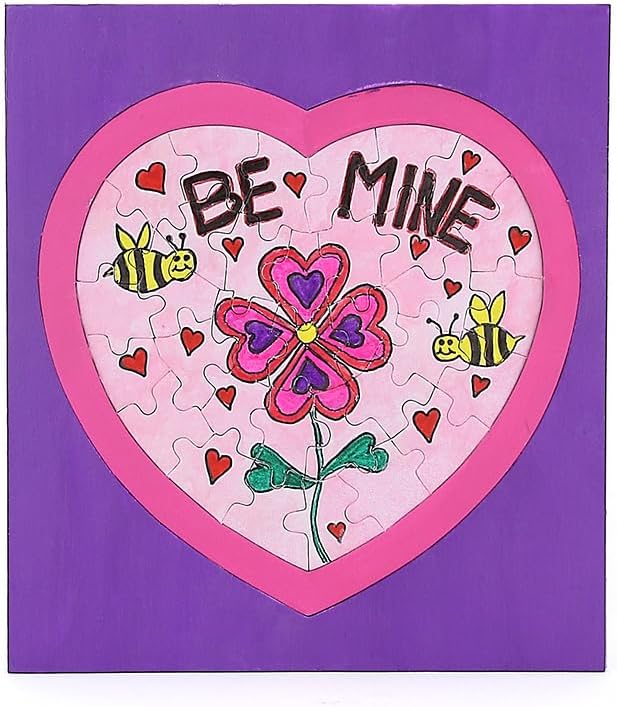 Hygloss 6 Blank Heart Puzzles – 8.5 x 9.5 Inches with Surrounding Frame + Backing Card – Ideal for Valentine’s Day Crafts – Write, Draw, and Decorate – 34 Pieces Each