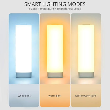 Semlos Led Table Lamp for Bedroom, Reading Night Light with 3 Color and 10 Dimmable Brightness, Bedside Lamp Touch with Remote Control, Desk Lamp for Nightstand, Beds and Office
