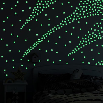 AM AMAONM 100 Pcs Yellow Glow in The Dark Luminous Stars Fluorescent Noctilucent Plastic Wall Stickers Murals Decals for Home Art Decor Ceiling Wall Decorate Kids Babys Bedroom Room Decorations
