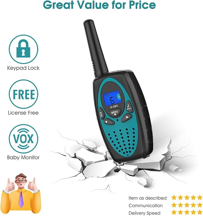 Walkie Talkies Long Range, M880 Two Way Radio for Adults with LCD Screen/Resistance Wakie-Talkies with Noise Cancelling for Men Women Outdoor Adventures Cruise Ship (Blue and YellowGreen)