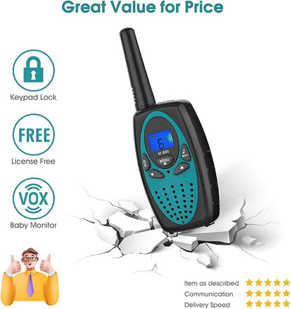Walkie Talkies Long Range, M880 Two Way Radio for Adults with LCD Screen/Resistance Wakie-Talkies with Noise Cancelling for Men Women Outdoor Adventures Cruise Ship (Blue and YellowGreen)