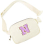 Gitus Gifts for 8 9 10 11 12 Year Old Girls Belt Bag Fanny Pack Crossbody Bags with Initial Letter Patch Cute Stuff Birthday Gifts for Teen Girls Women Personalized Trend Stuff (Ivory-N)