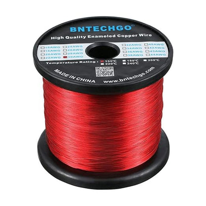 BNTECHGO 30 AWG Magnet Wire - Enameled Copper Wire - Enameled Magnet Winding Wire - 5 lb - 0.0098" Diameter 1 Spool Coil Red Temperature Rating 155℃ Widely Used for Transformers Inductors