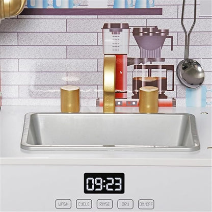 Kids Children Pretend Toy for Babies, Kitchen Playset & Play Kitchen Toy Set with Light, Sink with Faucet, Oven, Microwave, Kitchenware Set Accessories for Ages 3-8 Girls Boys