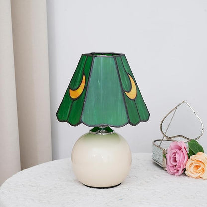 Mushroom Lamp Tiffany Stained Glass Moon lamp Cute Small Bedside Table Lamps for Living Room Home Decor,Girls Women Birthday Christmas Thanksgiving Day Gift,(Green)