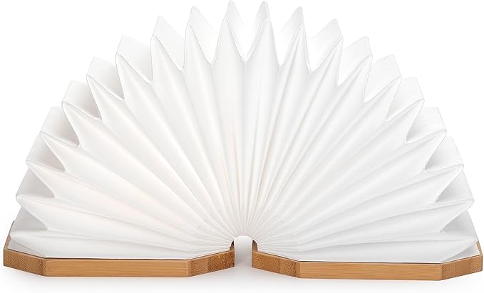 Originality Folding Accordion Lamp, Warm Light Lamp, Portable Desk Lamp, Japanese Gifts, Creative LED Paper Lantern with USB for Home Decoration(Bamboo)