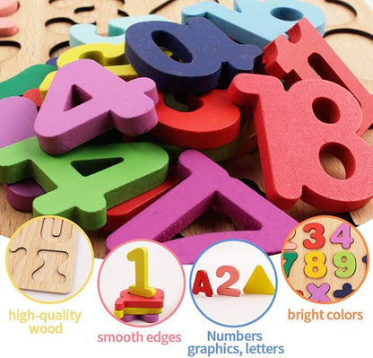 Puzzles for Toddlers,3 Pack Wooden Alphabet Number Shape ABC Name Toys for Kids 1-3 Years Old, Montessori Preschool Educational Gift Learning Letter Puzzles Toys Ages 1 2 3 4 5