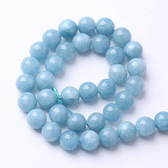 120PCS 6MM Blue Aquamarine Jade Loose Beads for Jewelry Making DIY Bracelet 2 Strands