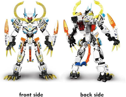 Mech Building Blocks Action Figure Toys, 2in1 White Tiger Transforming Robot Building Set, Converts to Tiger Model, for Adults Kids Boys Ages 8+,455 Pieces