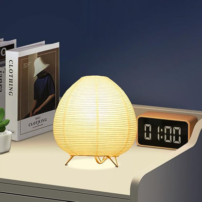 Bedside Table Lamp Paper and Chrome Standing Lamp Room Decoration Festival Lantern Light Nightstand Desk Lamp Bedroom Dresser Living Kids Room College Dorm Coffee (White, 9"x 9" x 8")