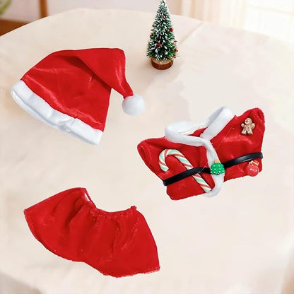 Christmas Costume Set Outfit Set for 17cm, 2-Set Cute Dress-up Bundle, Reindeer, Sheep Holiday Dress, Plush Clothes Accessories (No Doll Included)