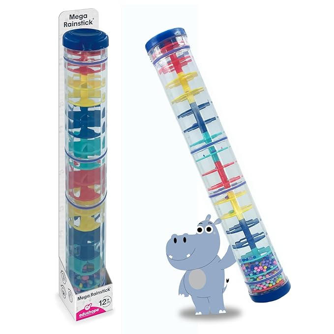 Edushape Mega Rainstick 16 Inch - Rainmaker Toy for Babies, Sensory Tubes Musical Instrument - Rain Stick Baby Toy for Soothing Rain Sounds, Perfect Tummy Time Toys, Engaging Toddler Sensory Play