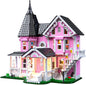Pink Palace House Building Set with Lights, Halloween Haunted House Blocks Toy, Halloween House Kit for Kids Adults,Christmas for Girls and Boys, Aged 8+ (1349PCS)