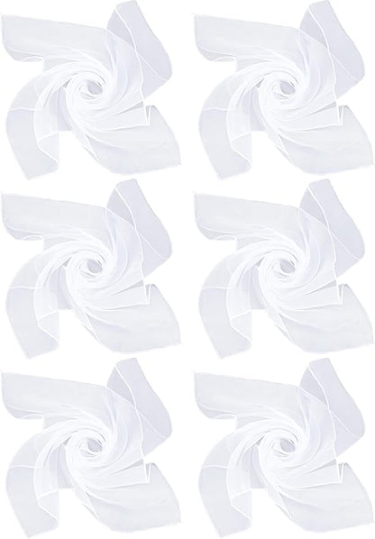 Boao 6 Pieces Chiffon Scarf 1950s Square Neck Head Scarfs Vintage Soft Polyester for Women Lady