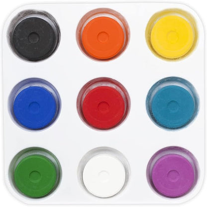 Tempera Paint Set for Kids - WASHABLE Children's Non-Toxic Tempera Paint Cakes with Palette Clean with Just Soap & Water