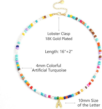Colorful Initial Necklace for Girls Kids Women, Dainty 18K Gold Plated Bubble Initial Letter Necklace Teen Girls Gifts Trendy Stuff Birthday Gifts for 5 6 7 8 9 10 Yearl Old Girl