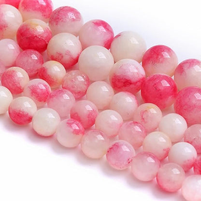 12MM 32PCS Pink Tourmaline Jade Stone Beads for Jewelry Making DIY Bracelet Necklace 15"