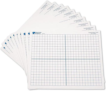 Learning Resources 9"x 11" Double Sided X-Y Axis Dry Erase Mats, Graphing, Math Classroom Accessories, Teaching Aids, Set of 10, Ages 6+