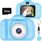 Upgrade Kids Selfie Camera, Christmas Birthday Gifts for Age 3-8, Kids Digital Cameras with HD Video,Portable Kids Camera, Toddler Toy for 3 4 5 6 7 8 Year Old Boy with 32GB SD Card (Blue) 1
