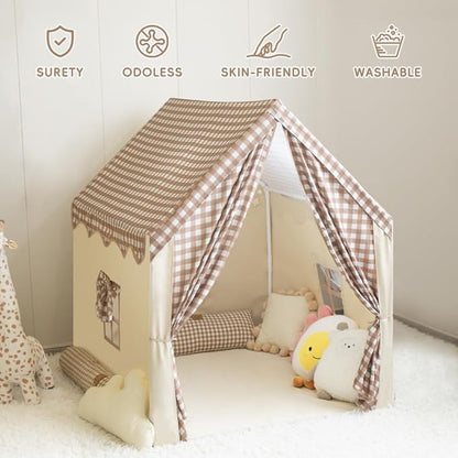 Play Tent with Star Lights, Colored Flags and Carry Bag, Playhouse for Kids,Kids Tent, Indoor Bed Tent for Toddler, Toys for Boy Girl Birthday Gift