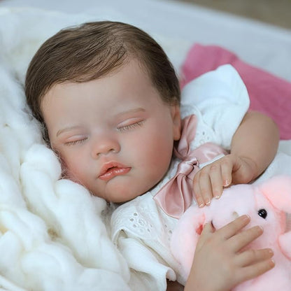 SCOM Lifelike Reborn Baby Dolls Quinbee - 20-Inch Realistic Reborn Doll Girl Soft Body Eyes Closed Newborn Real Life Baby Doll That Look Real for Kids Age 3+
